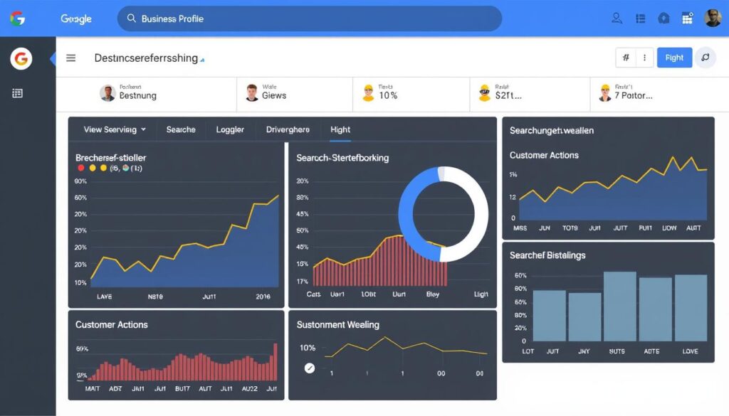 Dashboard der Google Unternehmensprofil Insights mit Leistungskennzahlen